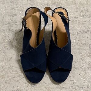 LOFT Navy Blue Slingback Wedge Sandals